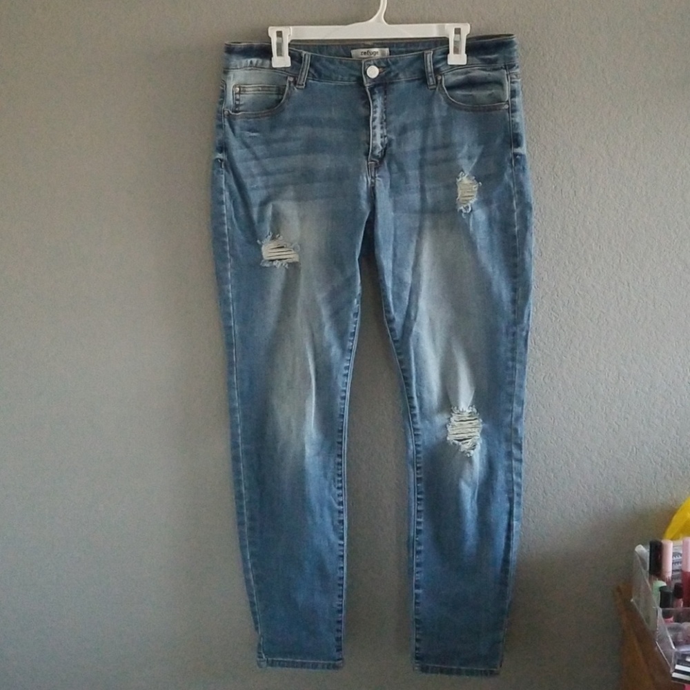 Ripped blue jeans